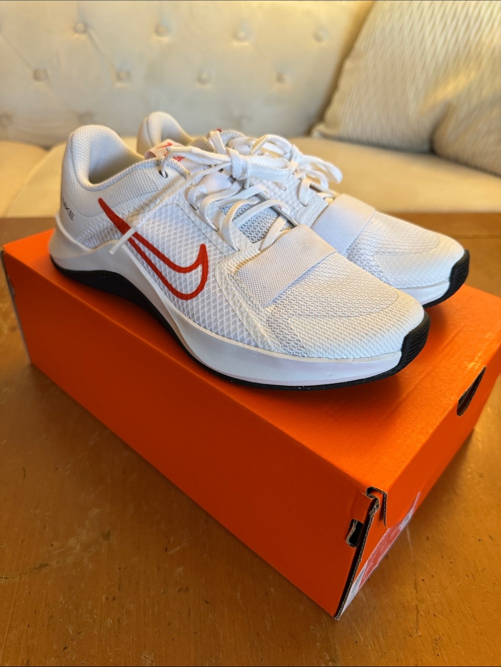Nike MC Trainer 2 White and Red Women's Training Sneakers